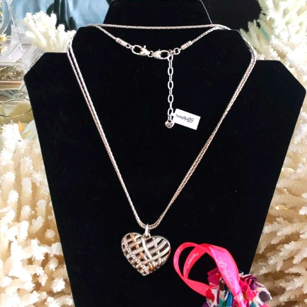 Brighton🔥NWT🔥 - gold & silver crystal heart necklace can be worn long or short